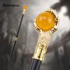 Dragon Claw Grasp Orange Glass Ball Golden Walking Cane Fashion Decorative Walking Stick Cosplay Cane Knob Crosier 93cm