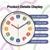 Colorful Early Education Wall Clock Round Digital Pattern Electronic Color Clock Minimalist Mute Learning Wall Hanging Clock