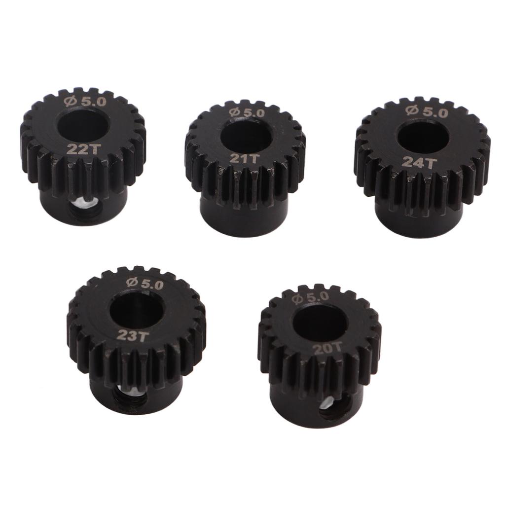 48DP Pinion Gear Set 5.0mm Chrome Molybdenum Alloy Steel 20T 21T 22T 23T 24T RC Motor Gear for Remote Control Car Motor