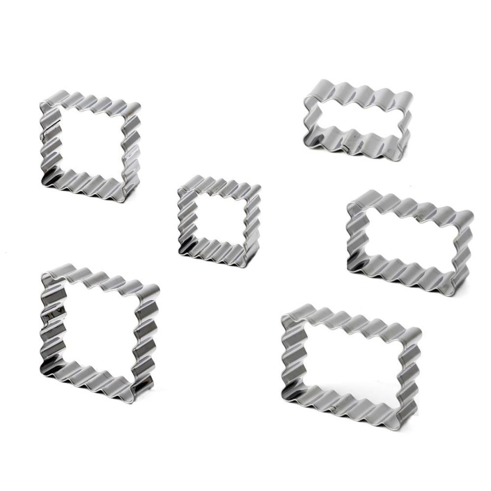 6Pcs Wave Blessing Frame Biscuit Mold Stainless Steel Cookie Cutter Kindergarten