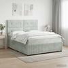 Box Spring Bed with Mattress Light Gray 160 X 200 Cm Velvet