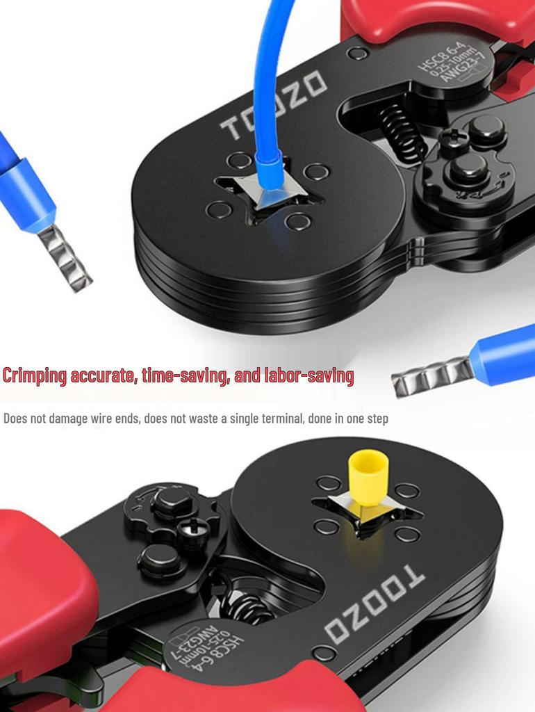 Electrician's Tube and Pin Terminal Crimping Pliers with Cold-Pressed Wire Functionality