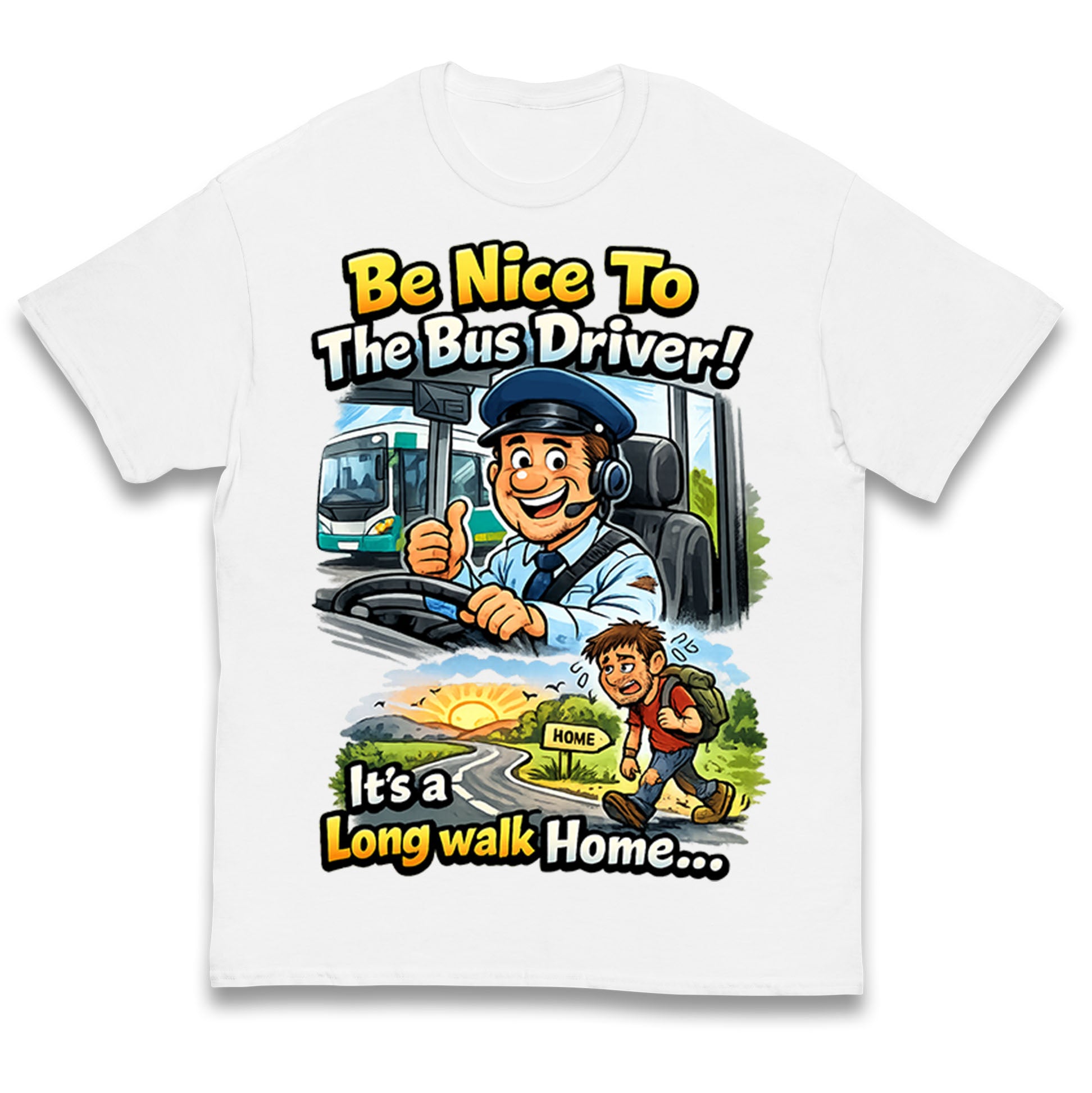 

Be Nice To The Bus Driver It s a Long Walk Home Kids T Shirt 100