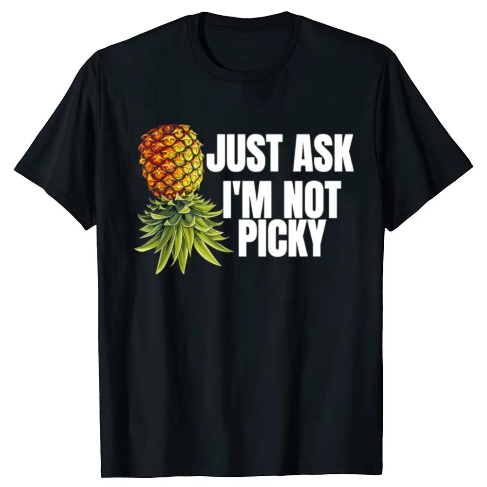 Swinger Party Funny Upside Down Pineapple Graphic T-shirts Men Women Fashion Casual Tshirt 100% Cotton Loose Oversized T Shirt