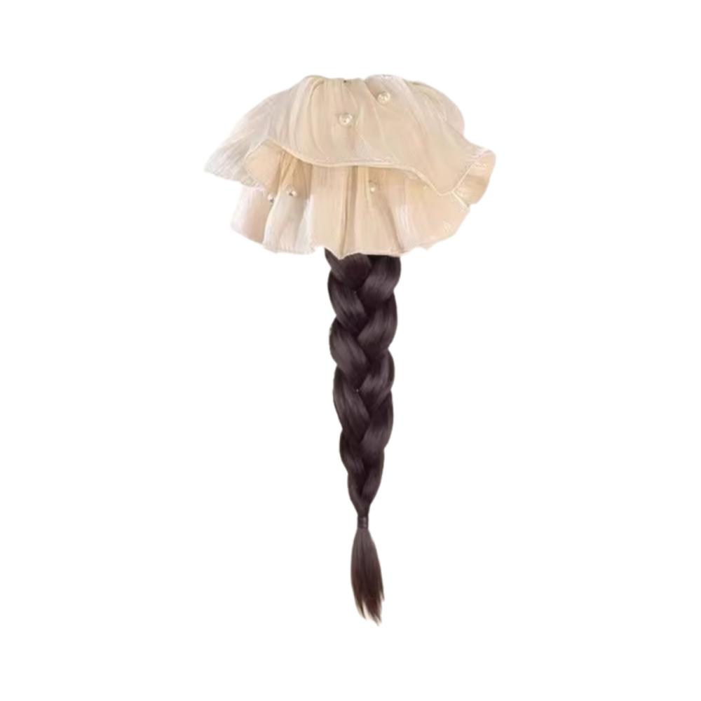 

Элегантные жемчужины резинка для волос толстой кишки хвостик длинная коса скручиванием парик повседневный вечеринка коричневый/чёрный