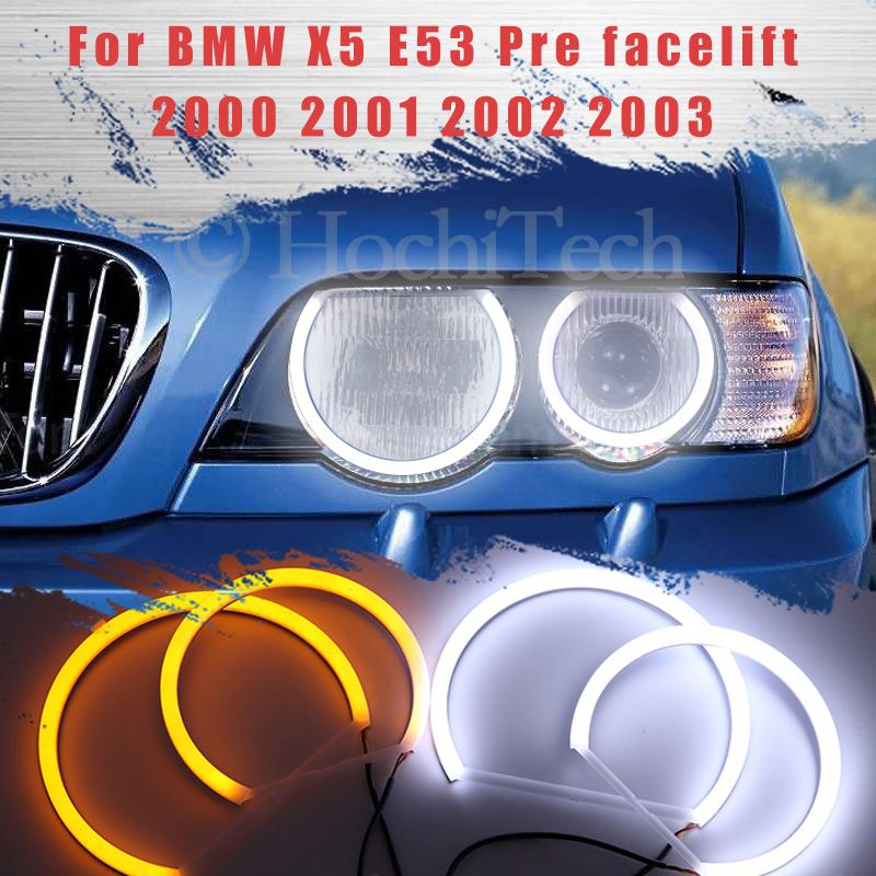 LED SMD Cotton Light Switchback Angel Eye Ring DRL Kit For BMW X5 E53 Pre Facelift 2000 2001 2002 2003