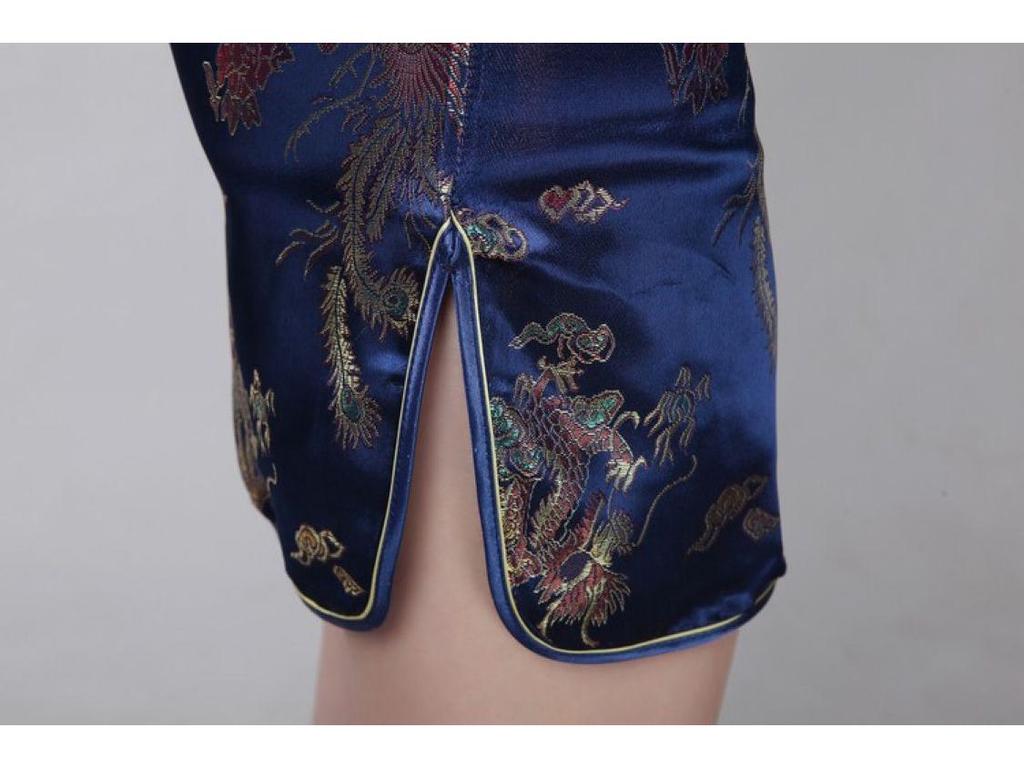 Ethnic Chinese Tang Suit Cheongsam: Dragon & Phoenix Short Summer Dress