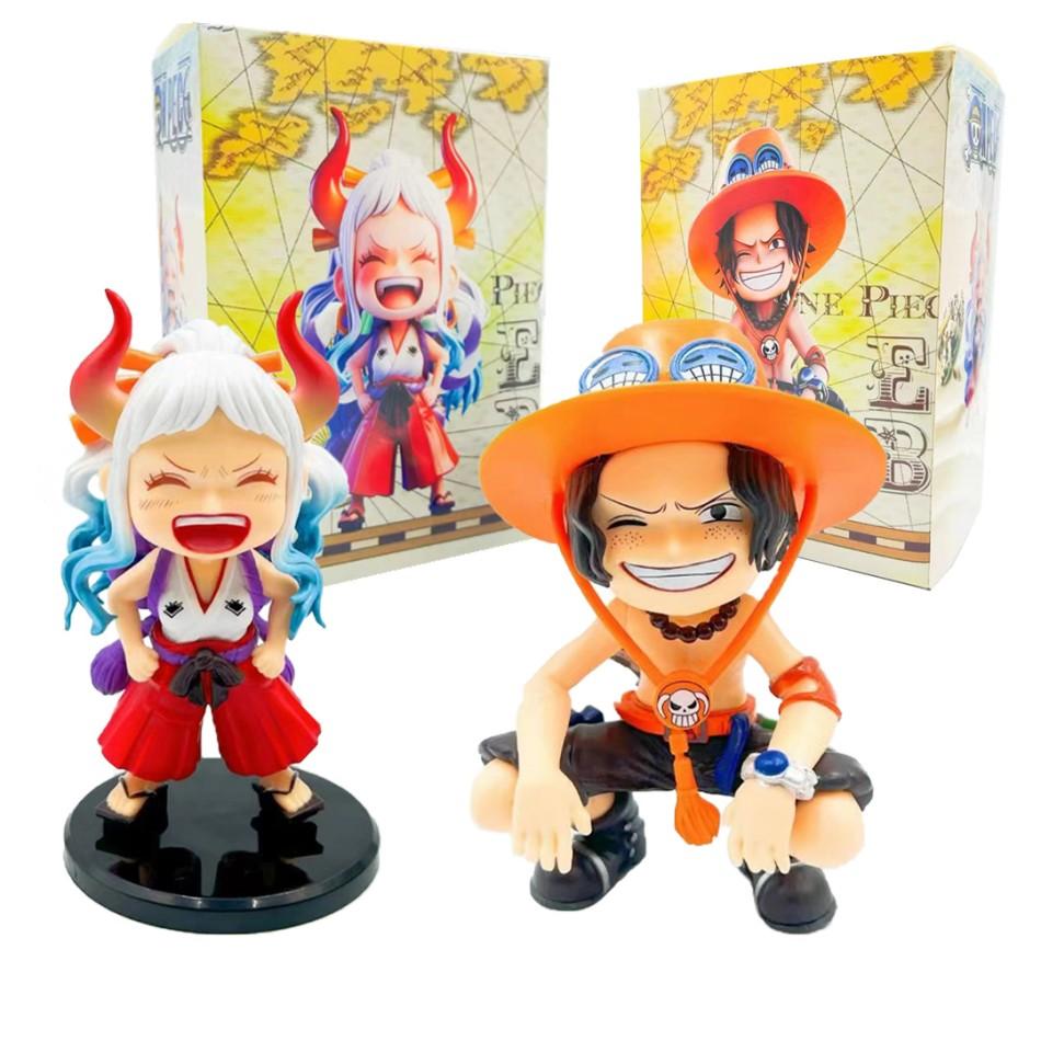 1-2Pcs One Piece Anime Figure Doll Portgas D Ace Yamato Q Version Model Decor Peripheral Ornament Children Charm  Gifts Toys