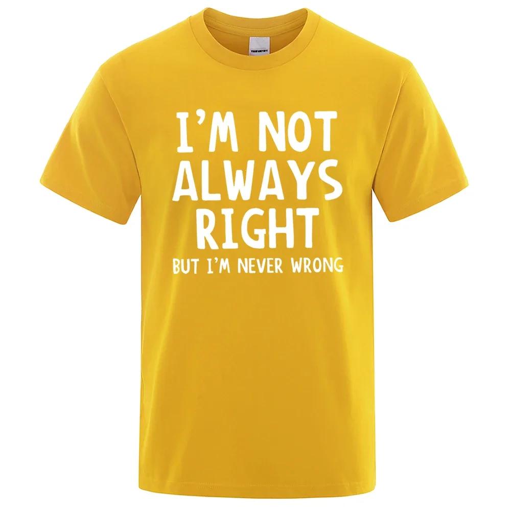

Мужская футболка с надписью «Я не всегда прав», футболки высокого качества, летняя одежда оверсайз с короткими рукавами, хлопковые свободные уличные топы XXXL жёлтый