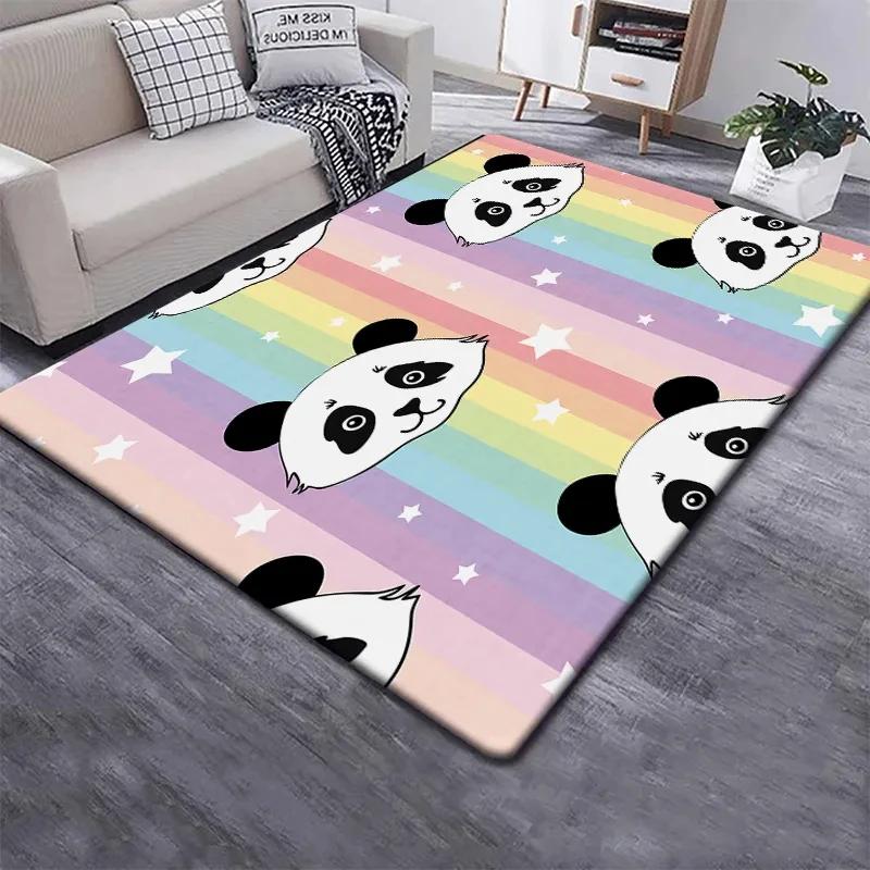 Cute Panda Carpet for Bedroom Bathroom Living Room Decor Baby's Crawling Mat Soft Cartoon Animal Area Rug Non-slip Play Mats