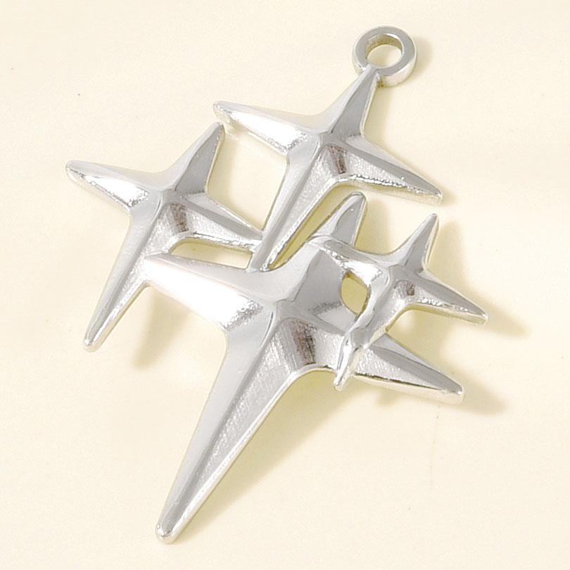 5pcs/Lot High Quality Steel Color Pentagram Star Sun Stainless Steel Pendant For Jewelry Making Supplies Handmade Bracelet Charm