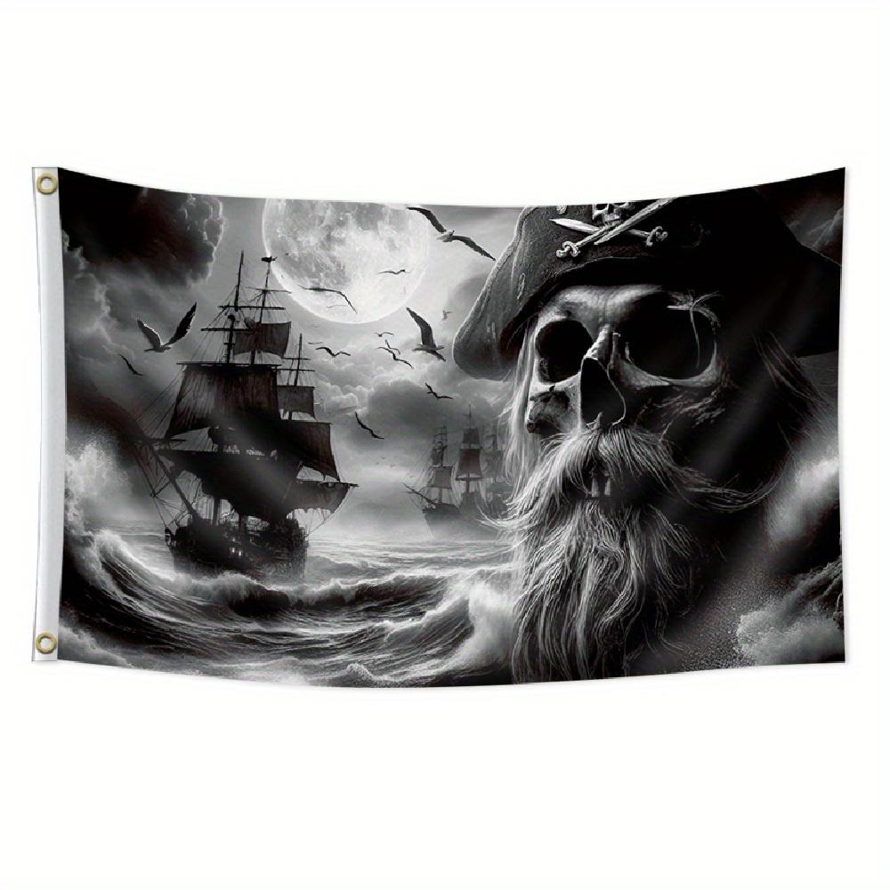 1 Piratenflaggen-Banner, in zwei Größen erhältlich: 2x3 Fuß (60x90cm) und 3x5 Fuß (90x150cm), mit 2 Ösen und einseitigem Druck. Geeignet für Indo 60x90cm gray