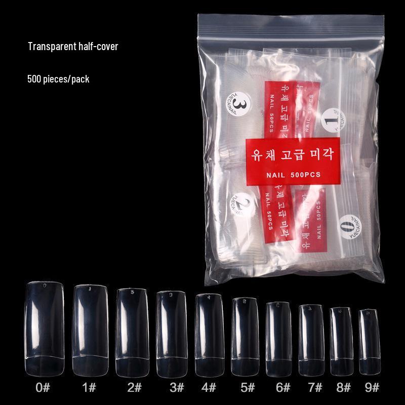 500-Piece Korean French Style Nail Tips: Natural, Transparent, & White Options - Full & Half Cover