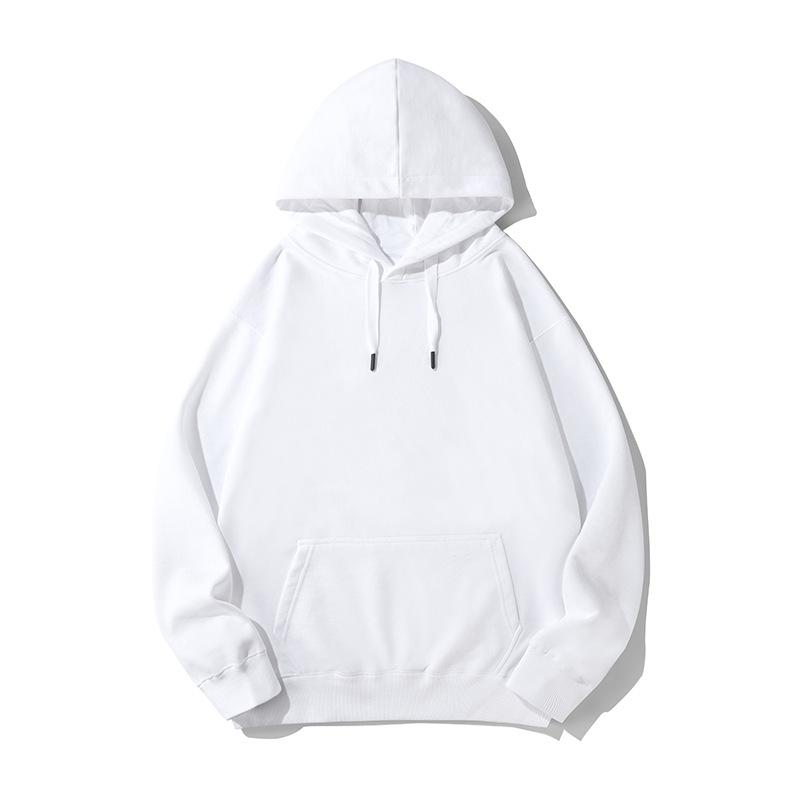 Men's Casual Thick Terry Cloth Hoodie: Heavyweight Pure Cotton Sweatshirt - Loose Fit, Solid Color, American Style for Autumn/Winter.