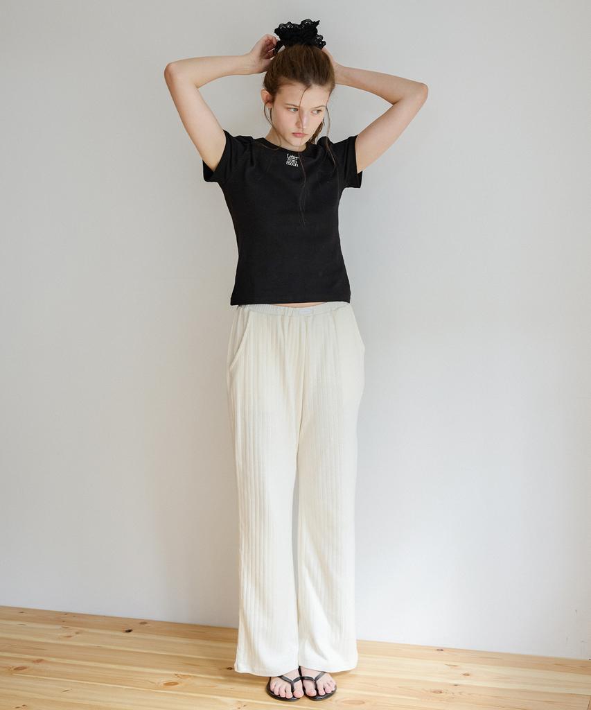 LETTER FROM MOON Bootcut Cotton Pants (Cream)