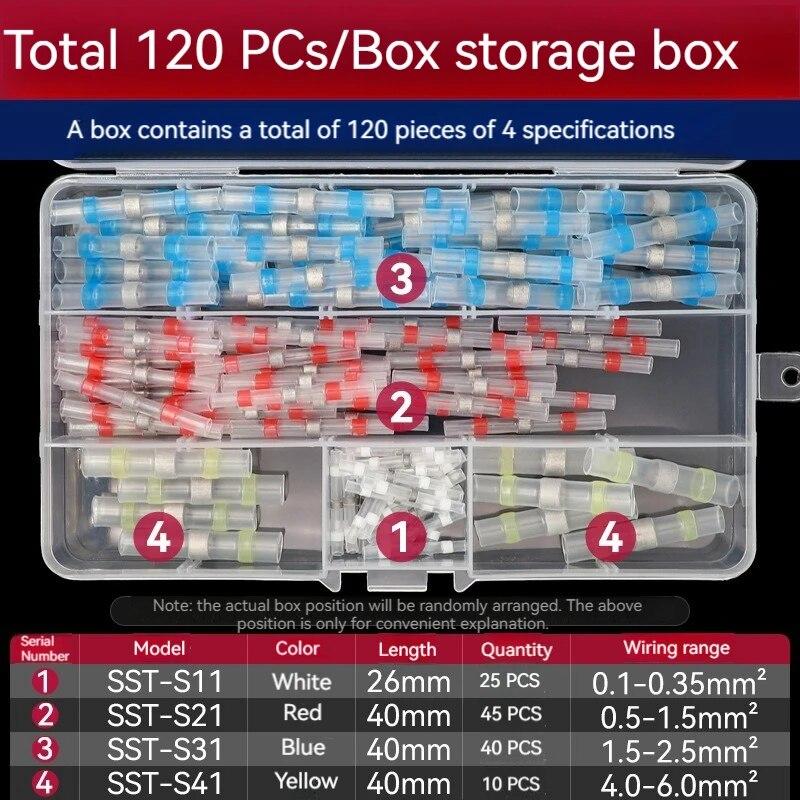 100 Pieces Solder Seal Wire Connector Kit Home Appliance Repair Car Motorcycle Marine Heat Shrinkable Butt Connector Insulat