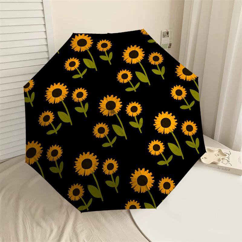 

1PC Sunflower Pattern Umbrella-8-Rib Reinforced Portable Folding Travel Suitable for All Seasons Outdoor Daily Use Is an Ideal Choice -F373