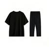 Li-Ning Solid Color Logo Comfortable Breathable Versatile Fashion Pullover Short Sleeve Casual Sports Suit Unisex suit Black AHSU651-2+AKLU881-1