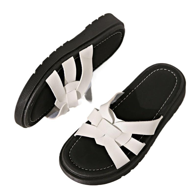 Fashion 2025 Summer New Women's Outdoor Platform Slippers Weave Plus Size Casual Sandals Comfortable Beach Daily Concise Solid Slippers
