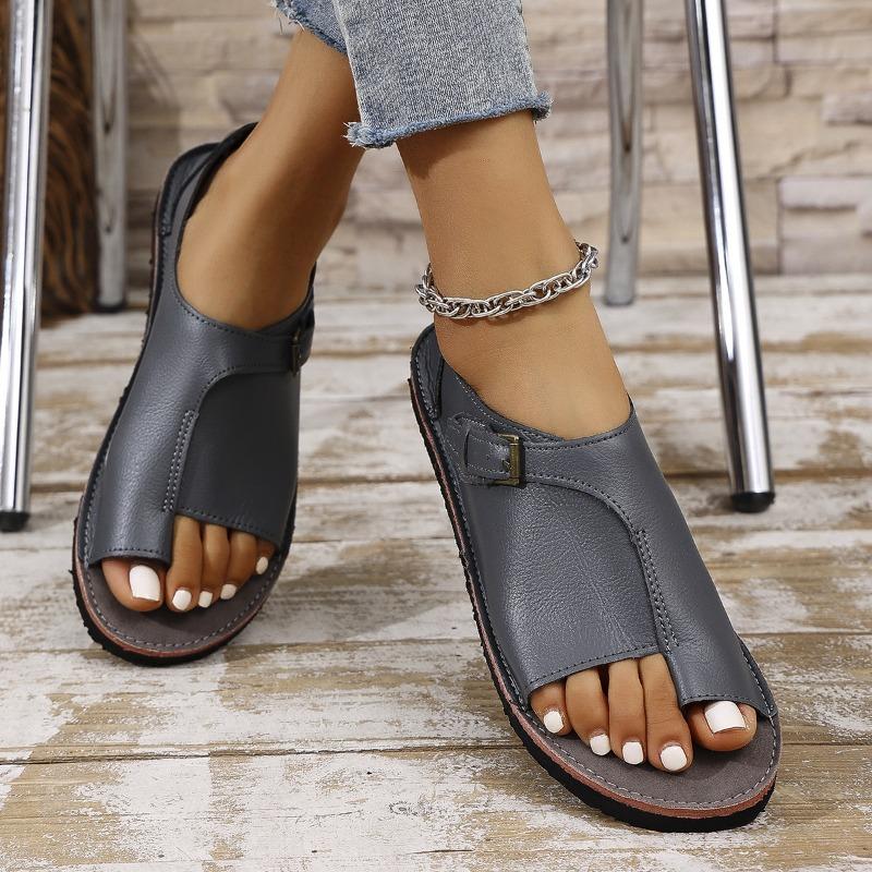 Women's New Plus Size Flat Ankle-Wrap Sandals Buckle Casual Style