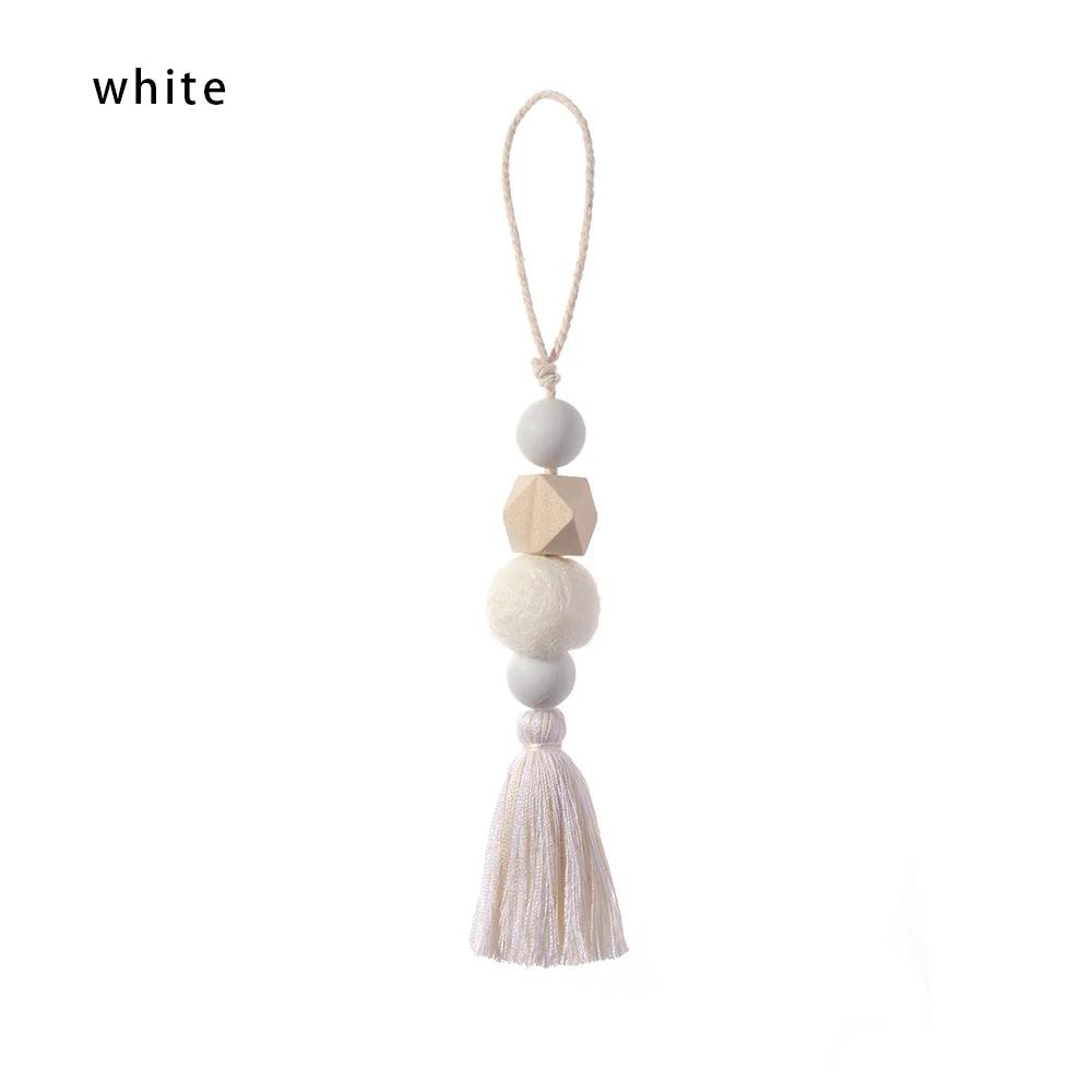1PC Natural Wood Beads Tassel Ornaments Car Hanging Drop Door Handle Closet Wall Decorations Hanging Pendant Home Decorations