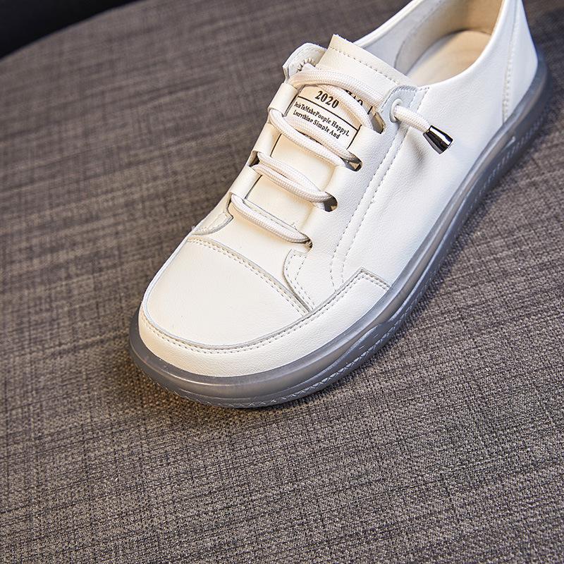 Women's Genuine Leather White Slip-On Shoes - 2025 Casual Soft Sole Flats