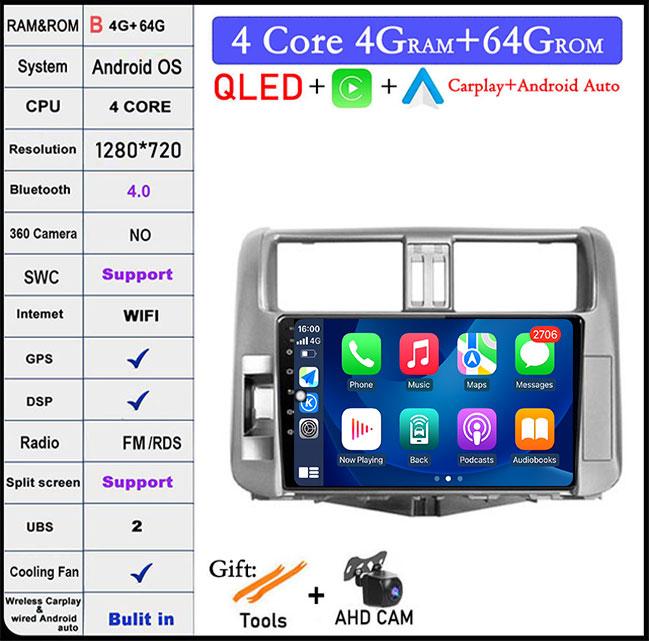 Android 14 DSP For Toyota Land Cruiser Prado 150 2009-2013 Car Radio Auto Multimedia Video Player GPS Navigation Carplay BT