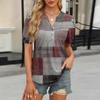 Womens Tops Puff Short Sleeve Shirts Casual V-Neck Summer Tops Button Down Pleated T-Shirts Loose Fit Tunic Blouses