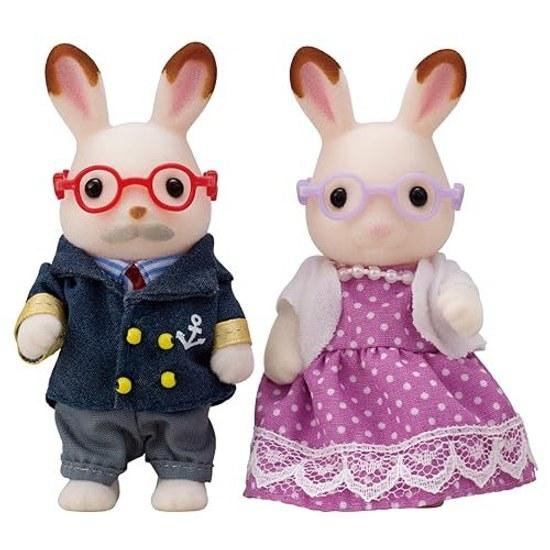 Sylvanian Families Doll Chocolat Rabbit Grandfather Grandmother W-68 ST Mark Certified 3 years older Toy Dollhouse EPOCH