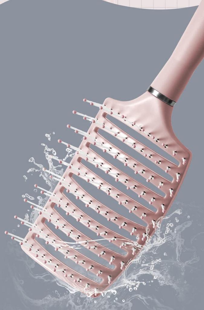 BEWAVE Hair Brush for Blow Breathable Curved Detangling Brush for Men and and Straight Pink Drying, Women, Wet, Dry, Curly, Thick, Hair,