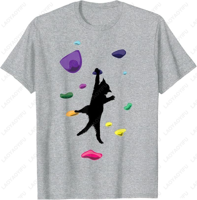 Fun Cat Climber Rock Climbing Gift for Men Women Cotton TShirt Sport Graphic Simple Style Oneck Printed Tops Kitten Lover Gift