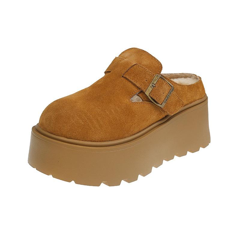 Mao Mao slippers women's new winter velvet thick-bottomed bag head warm half slippers fashion trend