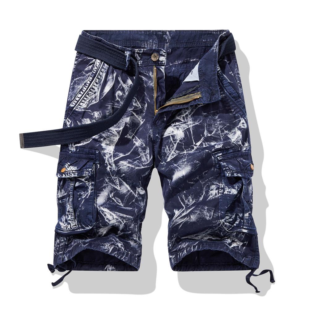 Summer Cotton Cargo Shorts Men Fashion Camouflage Multi-Pocket Casual Shorts Bermudas Knee Length Trousers Without Belt