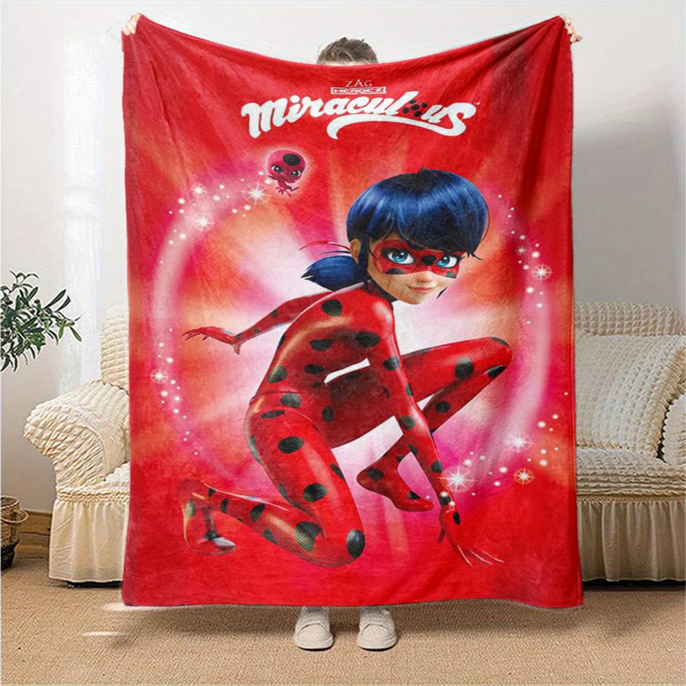 Miraculous Theme Printed Blanket - Perfect for Couch, Bed, Travel & Outdoor Use | Machine Washable, Cozy & Durable.