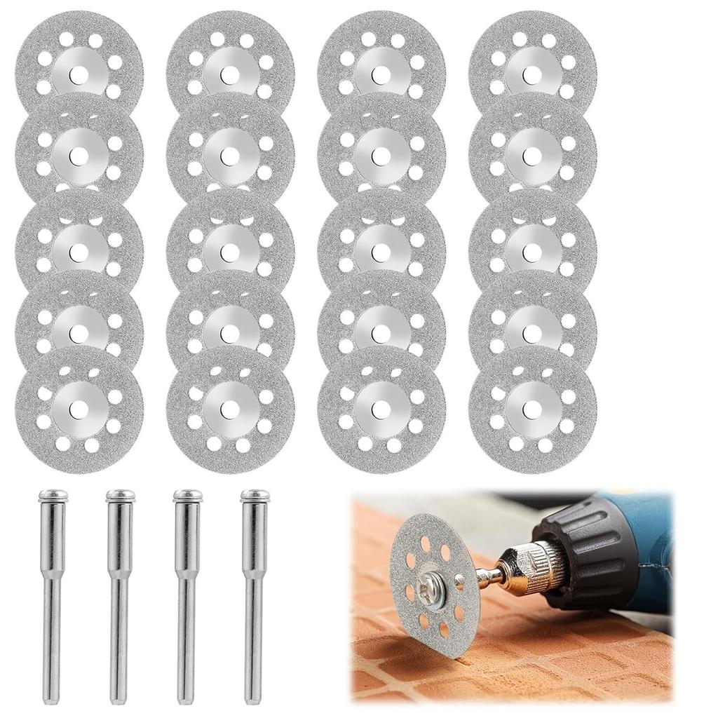 22mm Diamond Cutting Wheel Disc Set Grinding Circular Saw Blade Metal Cut Off Abrasive Tools for Dremel Rotary Tool with Mandrel
