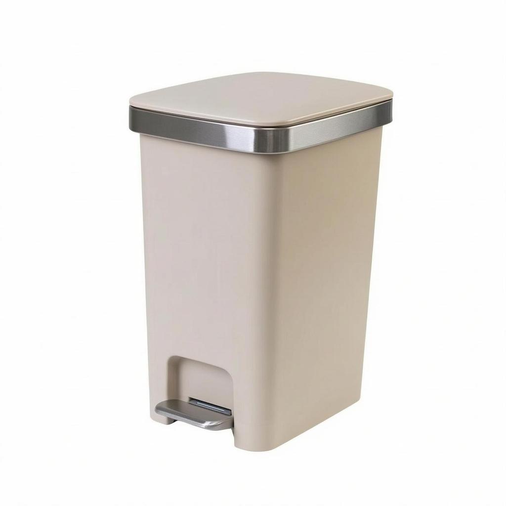 Foot Pedal Trash Can Hands Step Fitted Lid Refuse Container