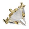 4cm Pyramid Prism Meditation Crystal Carved Pyramid Ornament with Gold Stand for Home Office Art