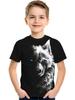 Cool Wolf Boy T-Shirt Tiger 3D Print Kids Short Sleeves Casual Comfortable Boys' Top Tees Outdoor Breathable Lightweight Clothes