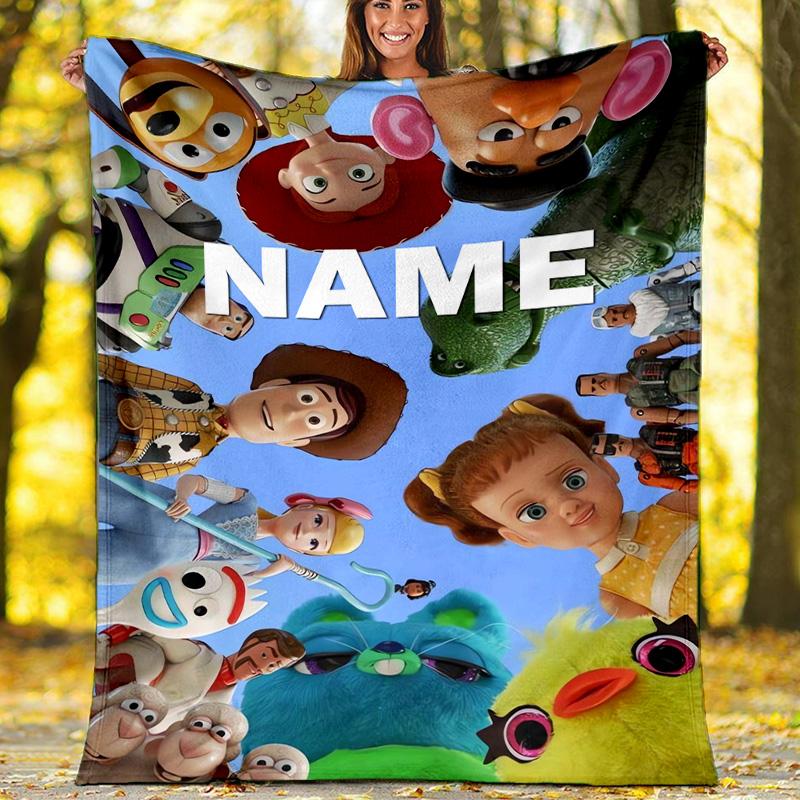 Customizable Toy Story Throw Blanket – Personalized Name, All-Season Cozy Snug Blanket, Machine Washable, Personalized Blanket