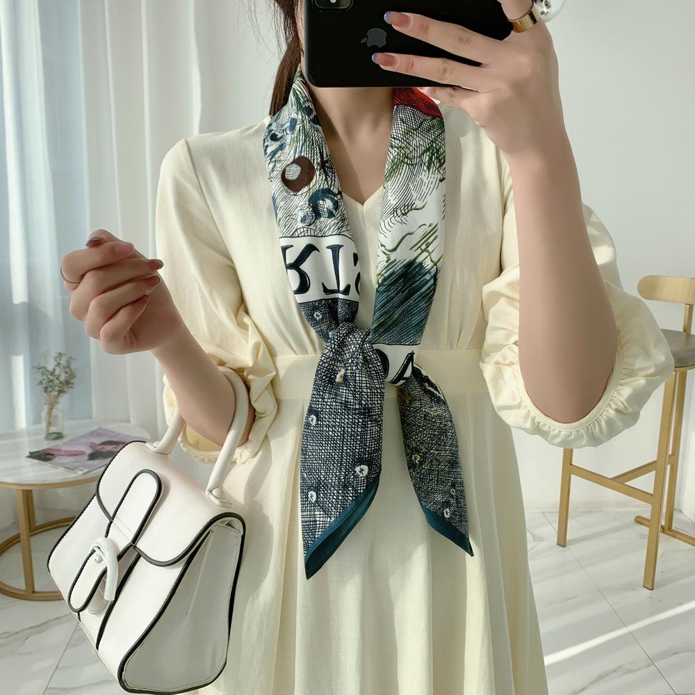 Neuer quadratischer Schal Buchstaben-Splicing-Design Retro Lässig Dünner Sonnenschutz Schal