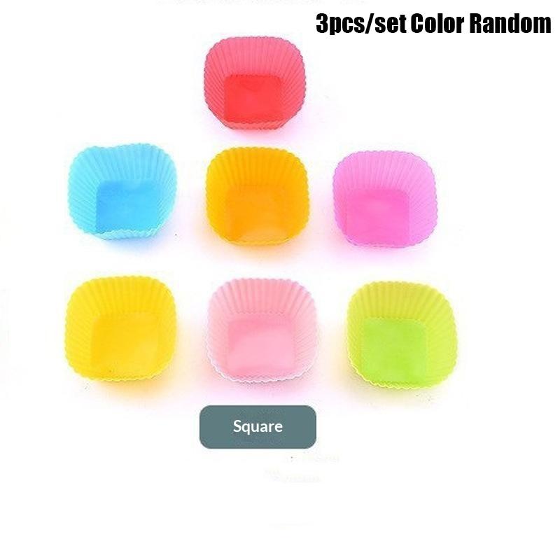 3Pcs Silicone Cupcake Mold Bakeware Cupcake Liner Reusable Muffin Baking Nonstick Moulds Kitchen Baking Accessories