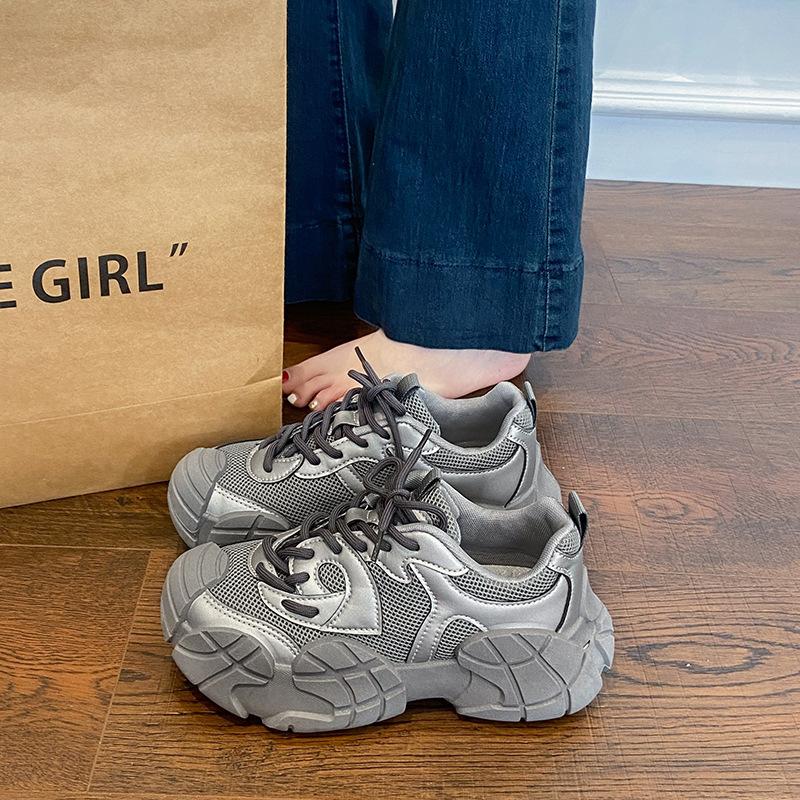 Mesh Forrest Gump shoes women's 2025 summer new thin thick-soled breathable casual moral training shoes heightening sports dad shoes