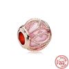 925 Sterling Copper Blue Green Pink Red Black White Purple Murano Glass Beads Fit Original Pantaro Charms Bracelet Women Zircon