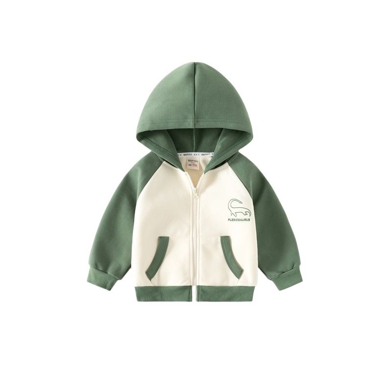 Korean Children's Clothing Spring and Autumn Children's Hooded Sweatshirt Boy Dinosaur Coat Hoodie Baby Boy Long Sleeves Clothes Zip-up Shirt