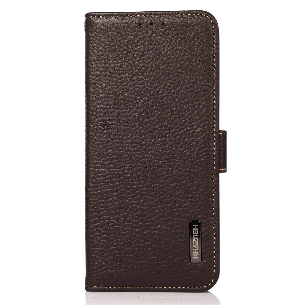 KHAZNEH For iPhone 16 Pro Max Wallet Case Genuine Cow Leather Phone Cover RFID Blocking