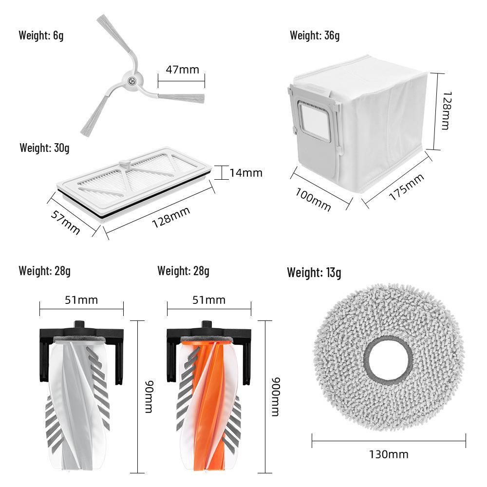 Compatible with DJI Sweeping Robot Accessories: Main Brush, Side Brush, Filter Screen, Mop, Bag for ROMO S/A/P Models.