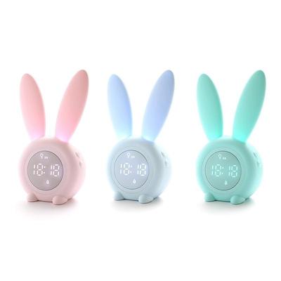 Cute Rabbit Alarm Clock with LED Night Light Function Household Alarm Clock