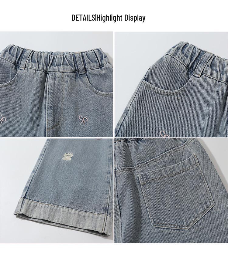 2025 New Spring Embroidered Toddler Girls' Loose Jeans