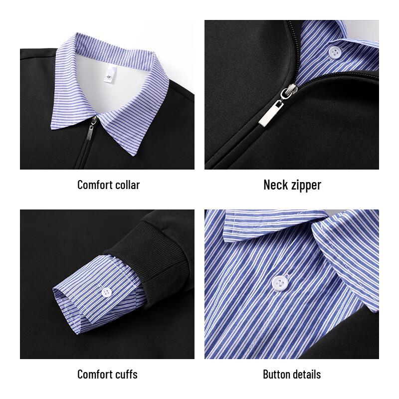 Jeep Men's Faux Two-Piece Shirt Collar Long Sleeve Sweatshirt