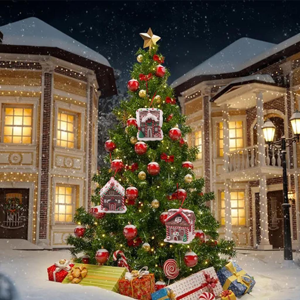 New Christmas Tree Mini House Ornament Cute Bread Style Xmas Decoration Pendant Holiday Gift